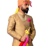 Handmade Golden Violet Brocade Achkan - Royal Fusion | Jaipurio